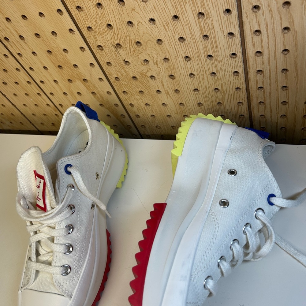 Converse Chuck Taylor White and Red Platform Sneakers - Picture 12 of 13